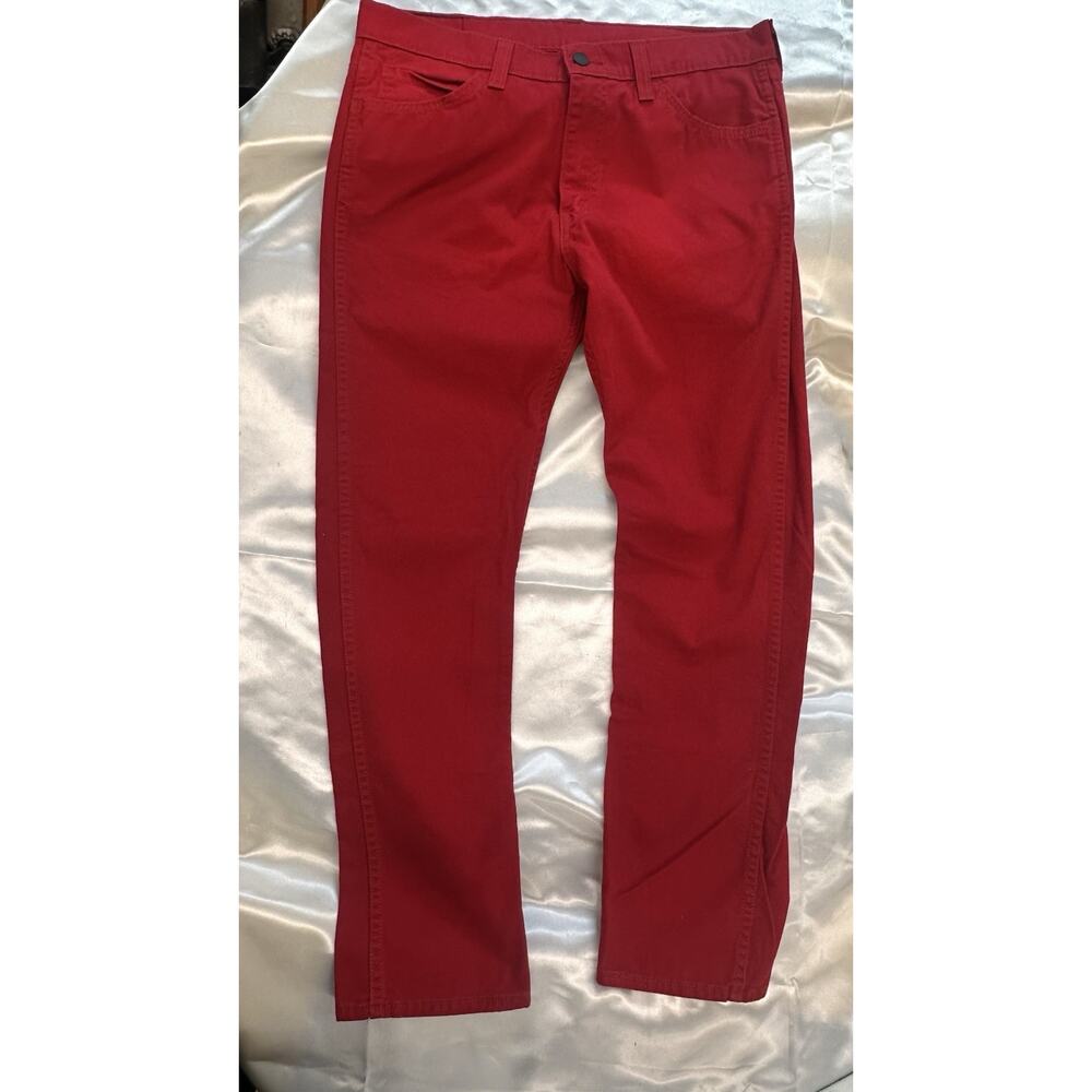 Levis 508 Jeans Mens 32x30 Red Regular Tapered Stretch Denim Pants Fit Line 8